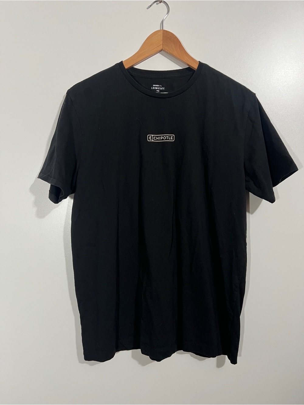 Chipotle Loomstate Organic Cotton T-shirt “Keeping It Real” Size Large Black